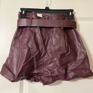 Maroon Leather Shorts